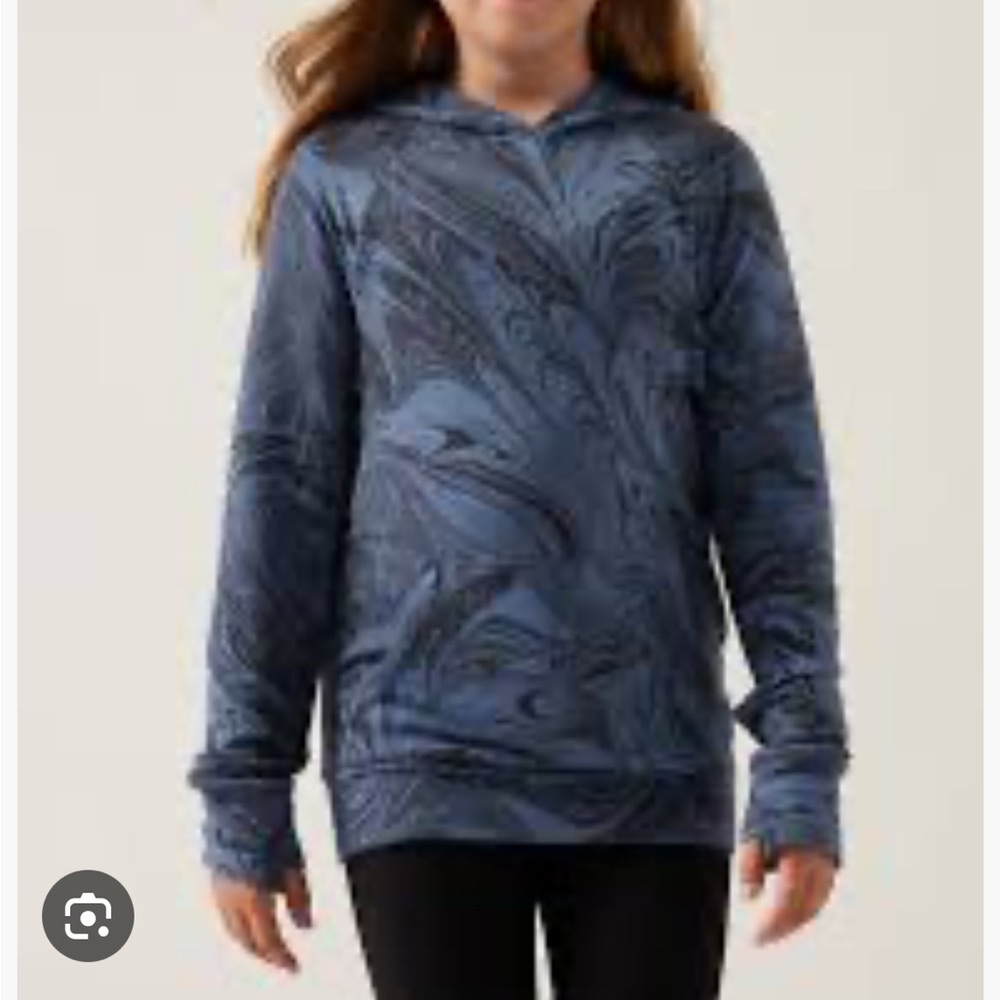 Athleta Girl in your element 2.0 Blue and Black Swirl Hoodie M 8-10 EUC